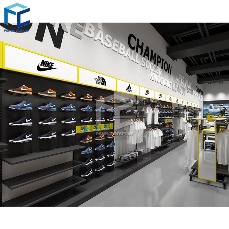 Fashion Sports Shoes Store Display Racks Shop Fixture Metal Wall Mounted Shoe Display Rack