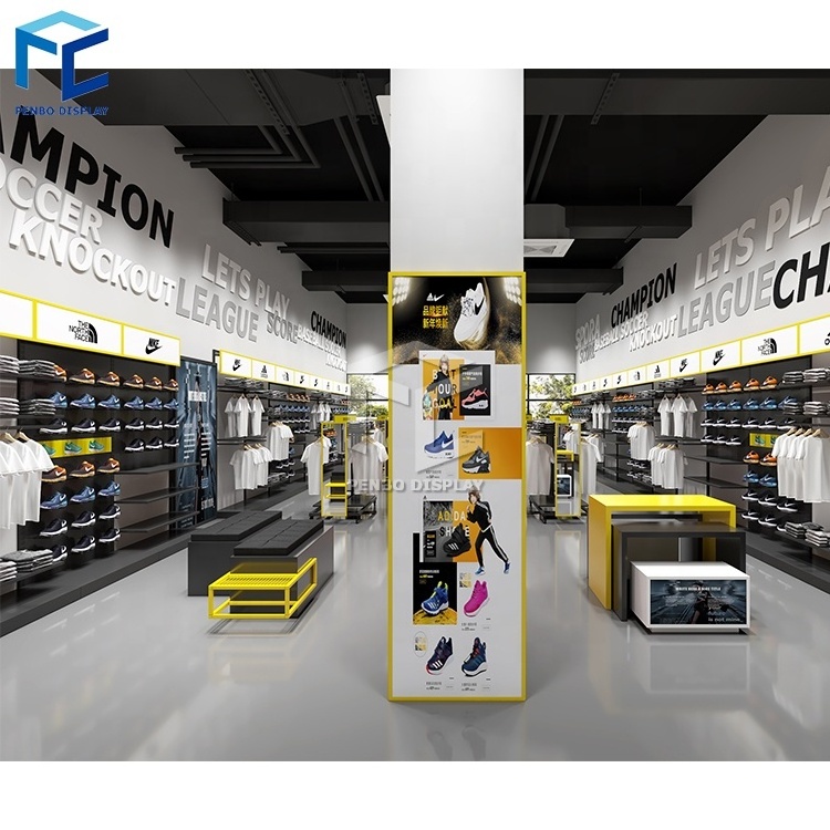 Fashion Sports Shoes Store Display Racks Shop Fixture Metal Wall Mounted Shoe Display Rack