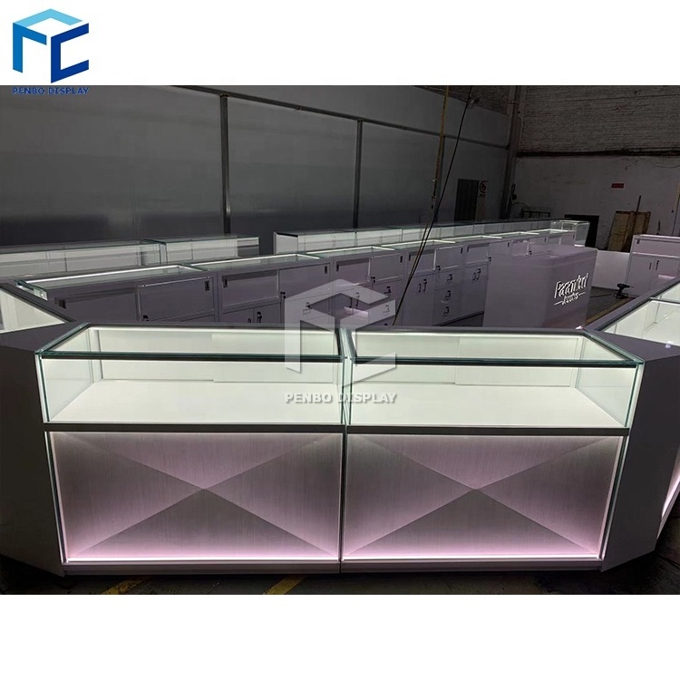 Factory Customized Mall Kiosk Glass Jewelry Showcase Shop Jewellery Kiosk Counter Display Jewelry Kiosk for Sale