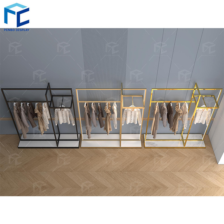 Men's Store Interior Design Custom Logo Metal Black Clothing Rack Men Suit Display Garment Stand Retail Clothes Display Rack