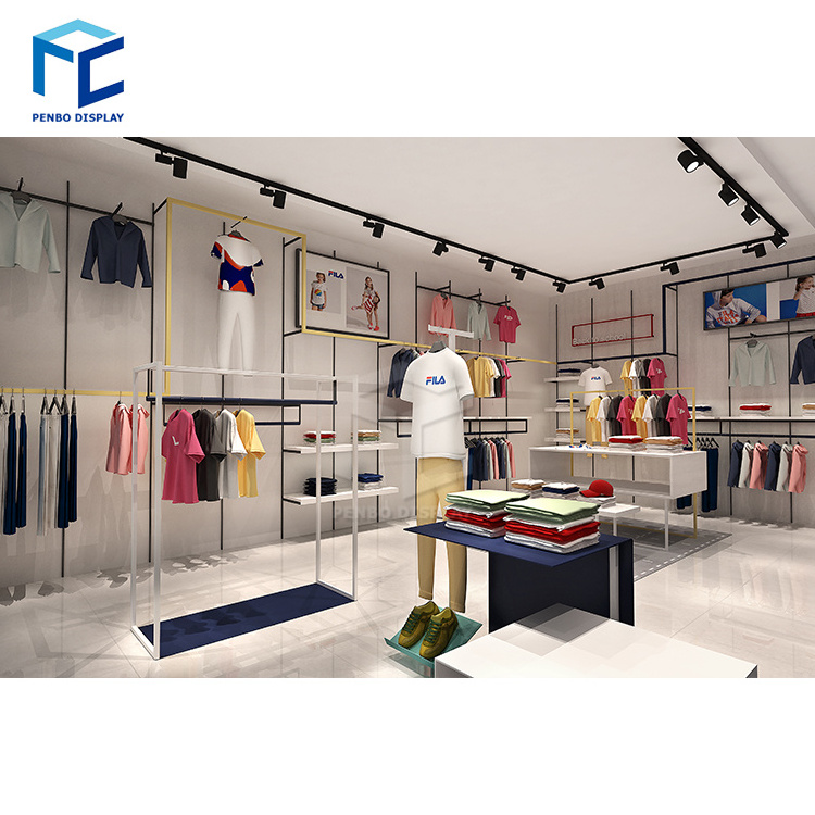 Shop decoration furniture garment display metal clothes rack, store display rack clothing