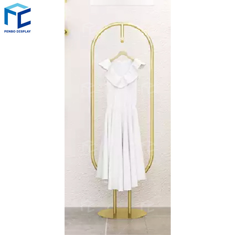 Boutique Gold Wall Mounted Women Clothes Racks Stainless Steel Cloth Store Display Stands Wall Clothing Rack for Clothes Shops