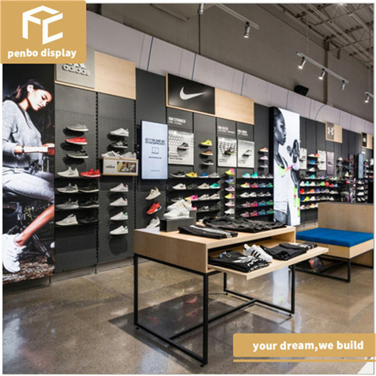 Shop furniture sportswear, sport shoes display wall shelf