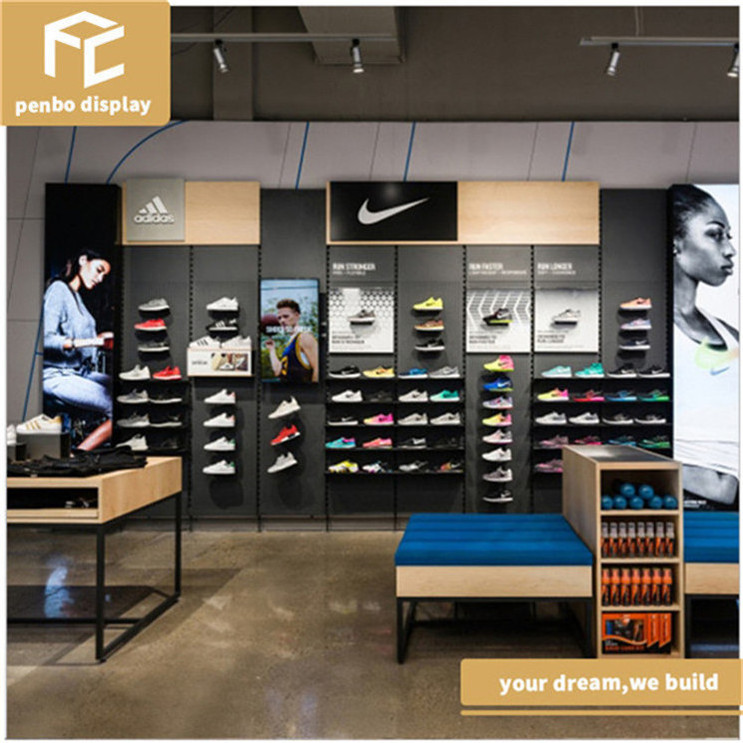 Shop furniture sportswear, sport shoes display wall shelf