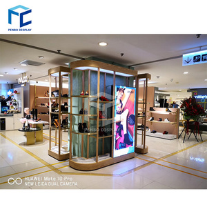 Modern Shoe Store Interior Design Metal Gold Shoe Rack For Showroom Retail Wall Mounted shoe Shops Display