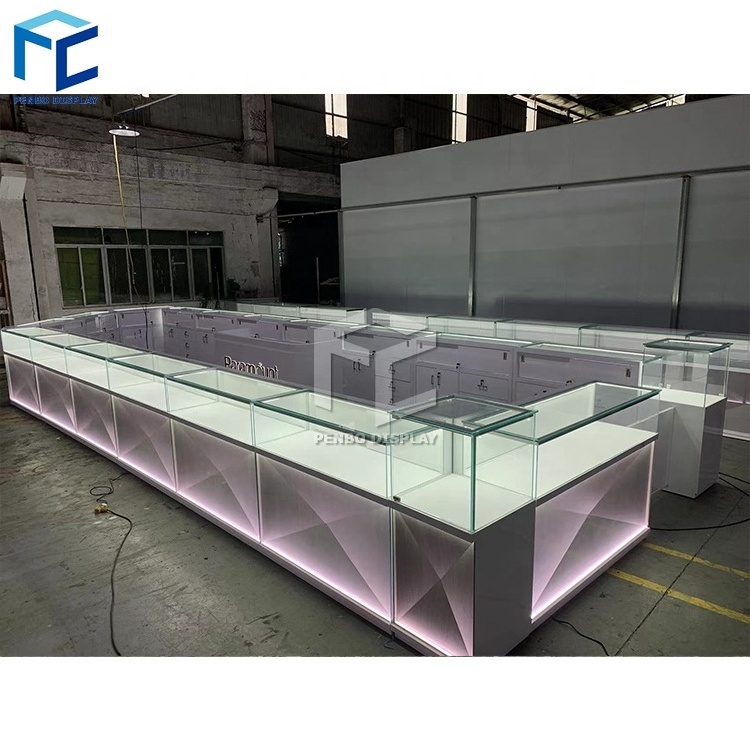 Factory Customized Mall Kiosk Glass Jewelry Showcase Shop Jewellery Kiosk Counter Display Jewelry Kiosk for Sale