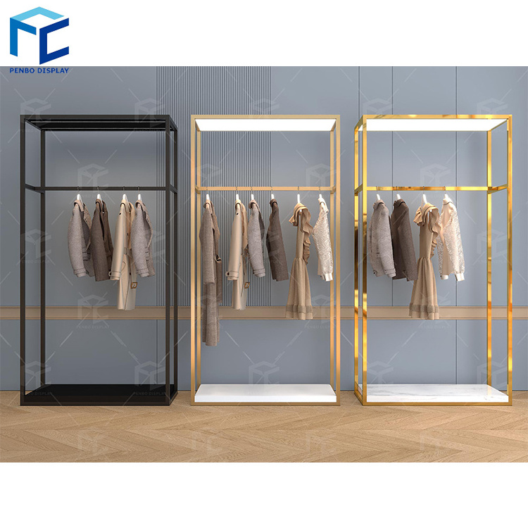 Men's Store Interior Design Custom Logo Metal Black Clothing Rack Men Suit Display Garment Stand Retail Clothes Display Rack