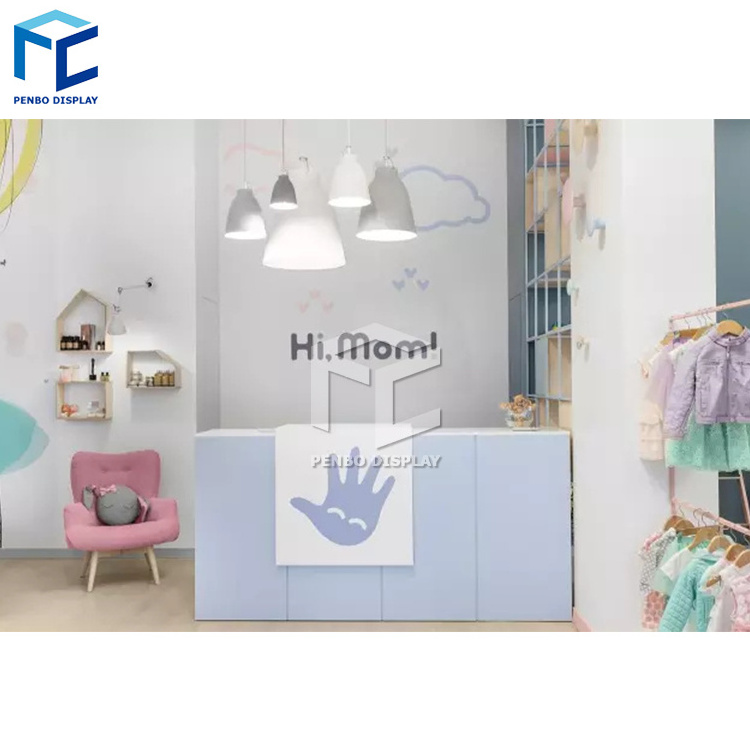 Modern MDF Retail lady Clothing Store Fixtures Design Baby Shop Garment Display Rack