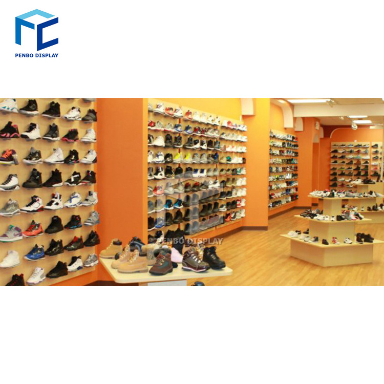 Boutique Shoe Shop Decoration Ideas Stand Retail Wall Mounted Shoe Rack Display