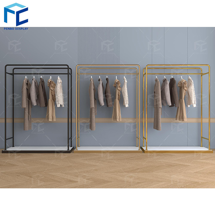 Men's Store Interior Design Custom Logo Metal Black Clothing Rack Men Suit Display Garment Stand Retail Clothes Display Rack