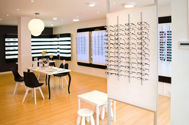 Optical store showcase display, counter design for optical shop