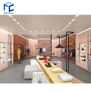 Customized wood retail clothing display cabinet racks for design garment shop fittings