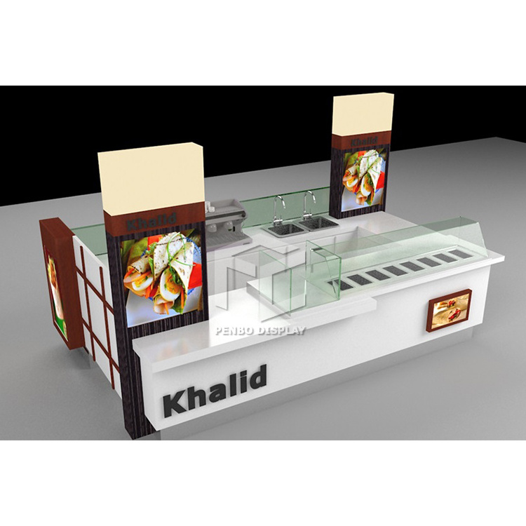 Cost effective Food Kiosk 3D Design Freely Shopping Mall Fast Food Counter