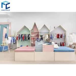 Modern MDF Retail lady Clothing Store Fixtures Design Baby Shop Garment Display Rack