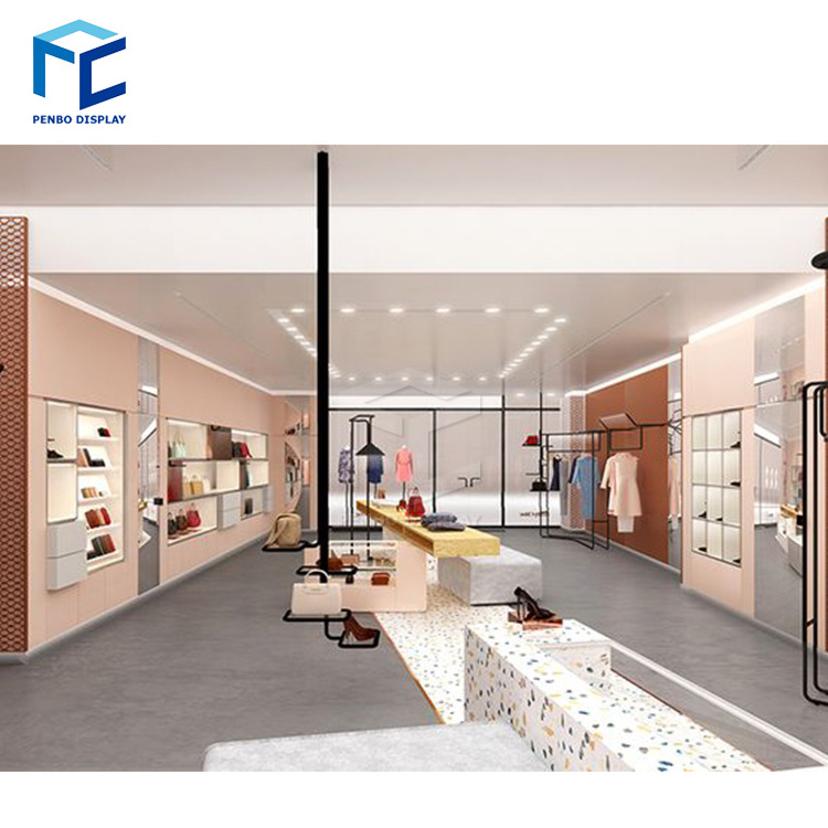 Customized wood retail clothing display cabinet racks for design garment shop fittings