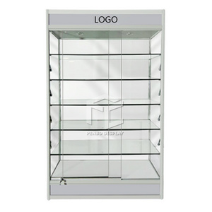 Custom wooden wall cosmetic glass shelves display cabinet and makeup display wall showcase