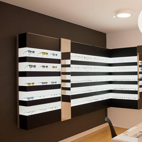 Optical store showcase display, counter design for optical shop