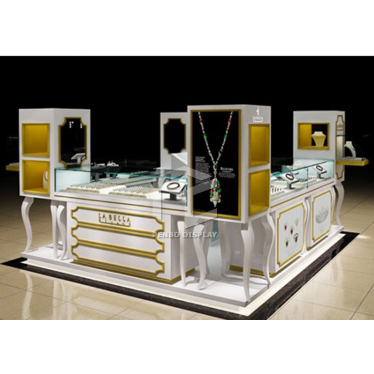 Hot Sale Mall Kiosk Design Ideas Jewelry Show Case with Lighting Modern Used Jewelry Kiosk for Sale