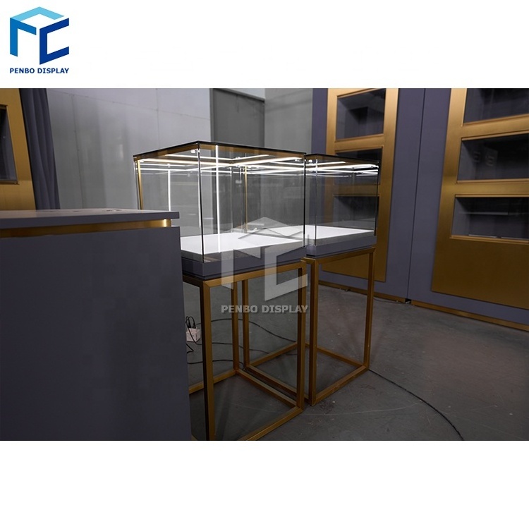 Gold Silver Accessories Jewelry Display Cabinet Showcase Wooden Jewellery Shop Counter Design