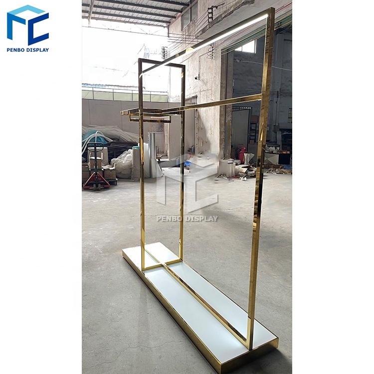 Luxury Boutique Garment Clothes Racks Display Shelf Stand For Retail Shop Clothing Store Display Rack With Shelves