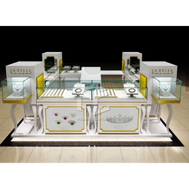 Hot Sale Mall Kiosk Design Ideas Jewelry Show Case with Lighting Modern Used Jewelry Kiosk for Sale