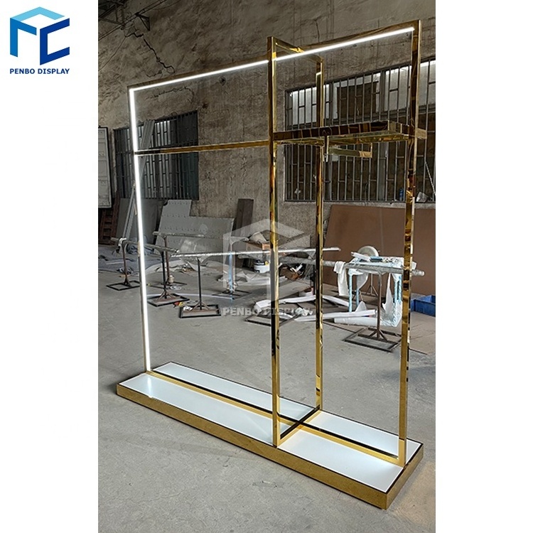 Luxury Boutique Garment Clothes Racks Display Shelf Stand For Retail Shop Clothing Store Display Rack With Shelves