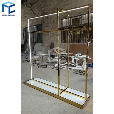 Luxury Boutique Garment Clothes Racks Display Shelf Stand For Retail Shop Clothing Store Display Rack With Shelves