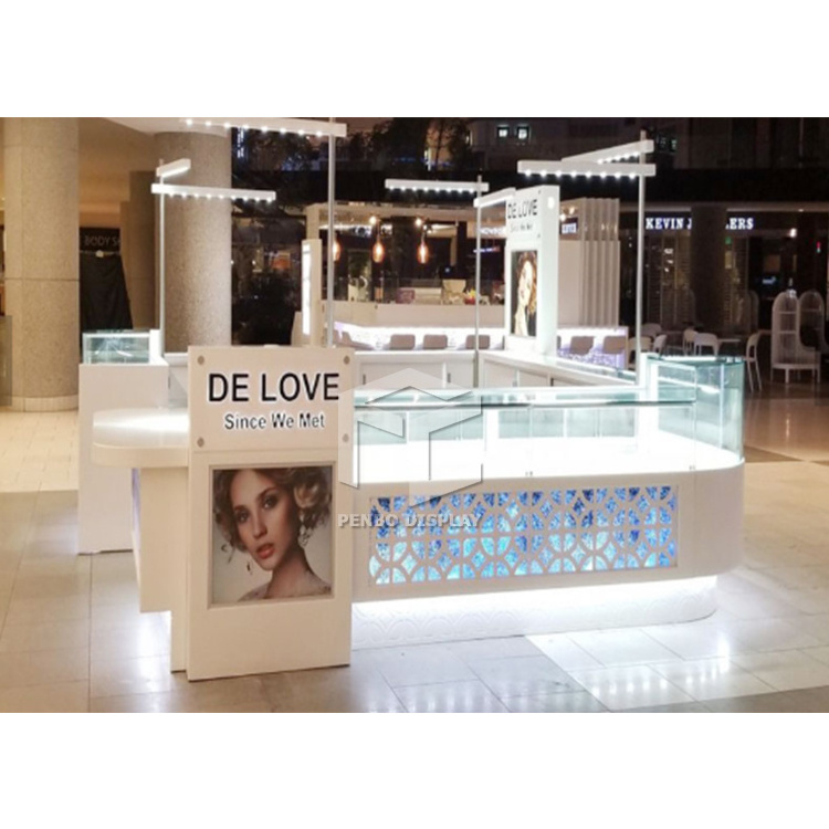 Hot Sale Mall Kiosk Design Ideas Jewelry Show Case with Lighting Modern Used Jewelry Kiosk for Sale