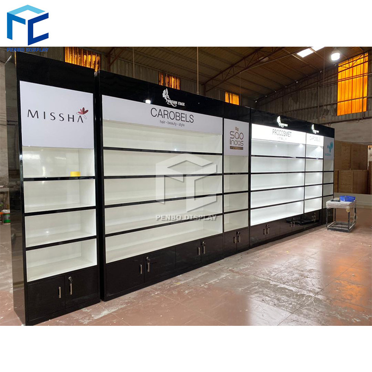 Popular Customized Luxury Beauty Salon Showcase Perfume Cosmetic Store Display Cabinet