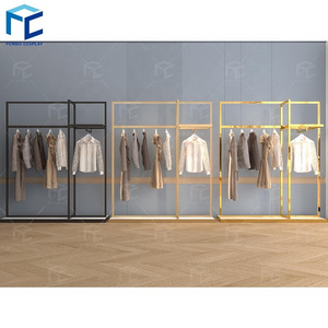 Boutique Shop Commercial Chrome Garment Shelf Metal Clothing Stand Gold Clothes Display Rack for Clothing Store