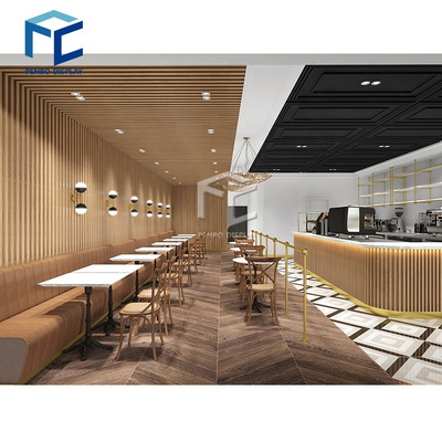 Wood Coffee Modern Tea Kiosk Cafe Restaurant Furniture Milk Tea Shop Interior Design For Mall Ice Cream Kiosk