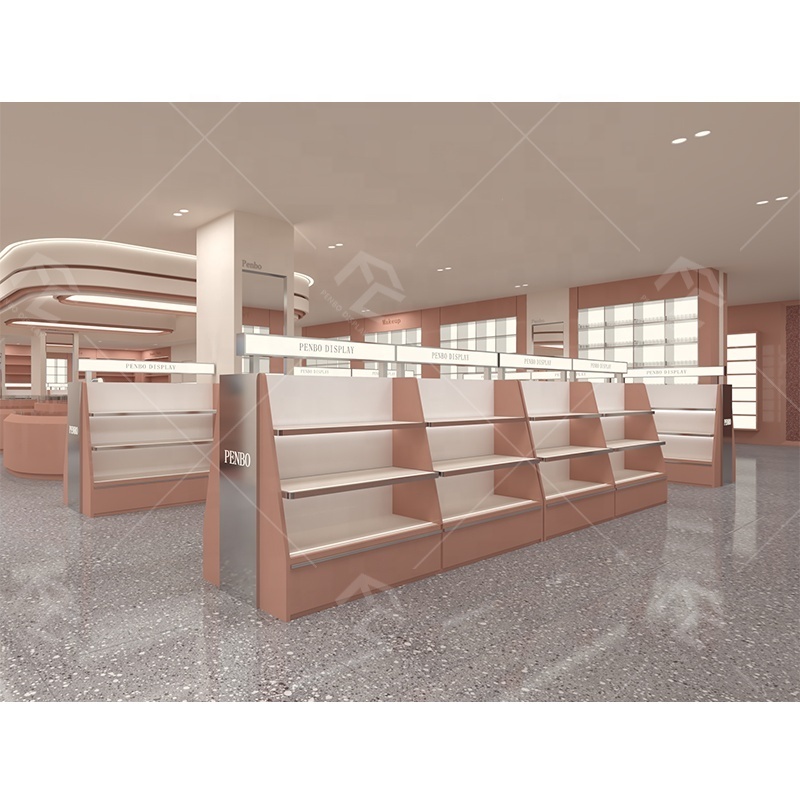 Modern Custom Shop Cosmetics Shelves And Display Cabinets Cosmetic Store Girl Pink Design Makeup Store Layout Design