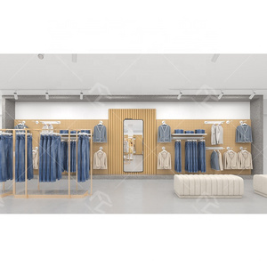 New Fashion Tailor Shop Interior Design Clothing Boutique Wall Mounted Set Clothing Racks Display Unique Design Clothes Shop