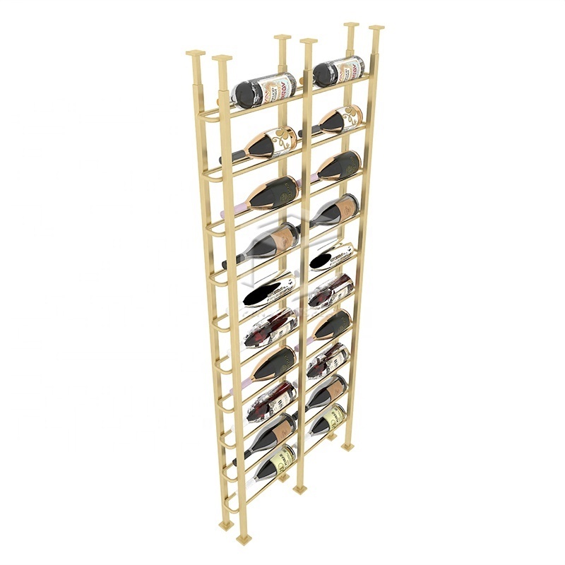 High End Customized Wall Liquor Shelf Liquor & Wine Display Stainless Steel Red Wine Shelves For Liquor Store