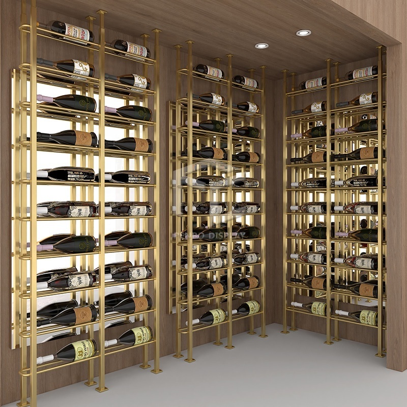 High End Customized Wall Liquor Shelf Liquor & Wine Display Stainless Steel Red Wine Shelves For Liquor Store