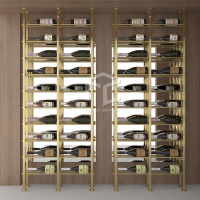 High End Customized Wall Liquor Shelf Liquor & Wine Display Stainless Steel Red Wine Shelves For Liquor Store