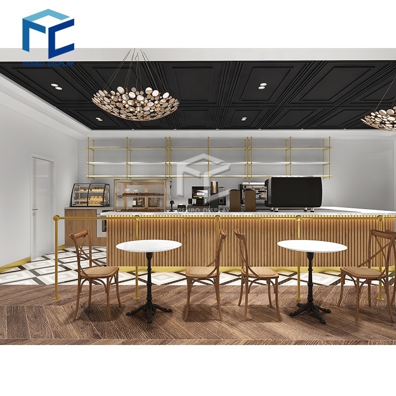 Wood Coffee Modern Tea Kiosk Cafe Restaurant Furniture Milk Tea Shop Interior Design For Mall Ice Cream Kiosk