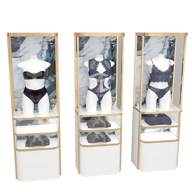 Boutique Underwear Shop Fittings Custom Tall Clothing Showcase Shelves Lingerie Bra Underwear Wall Display Stand Rack