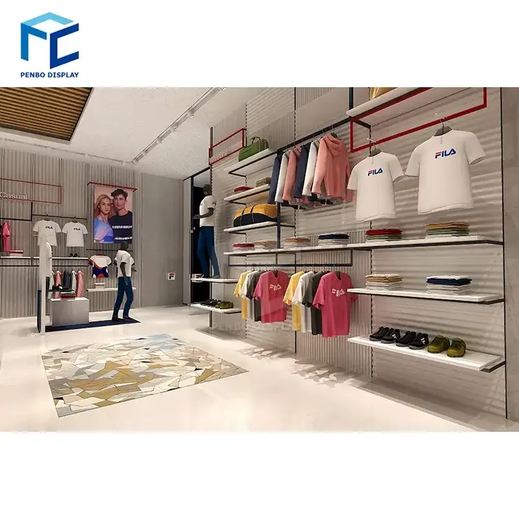 Metal Hanging Clothes Display Rack With Led Lights For Clothing Shop Decoration