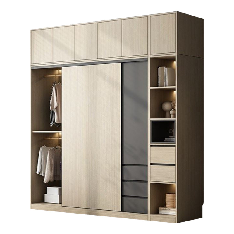 Minimalist Design Bedroom Furniture Sliding Door Storage Wardrobe Cabinet Modular Wooden Wardrobe Closet