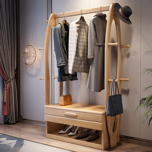 Modern Home Furniture White Wooden Clothing Storage Organizer Shelves Shoe Doorway Changing Standing Coat Rack Hanger