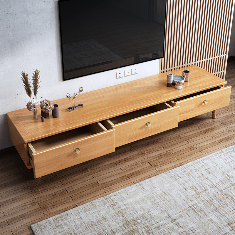 Nordic Living Room Furniture Natural Console Table Storage TV Cabinet TV Stand Wooden Modern Solid Wood TV Wall Units Designs