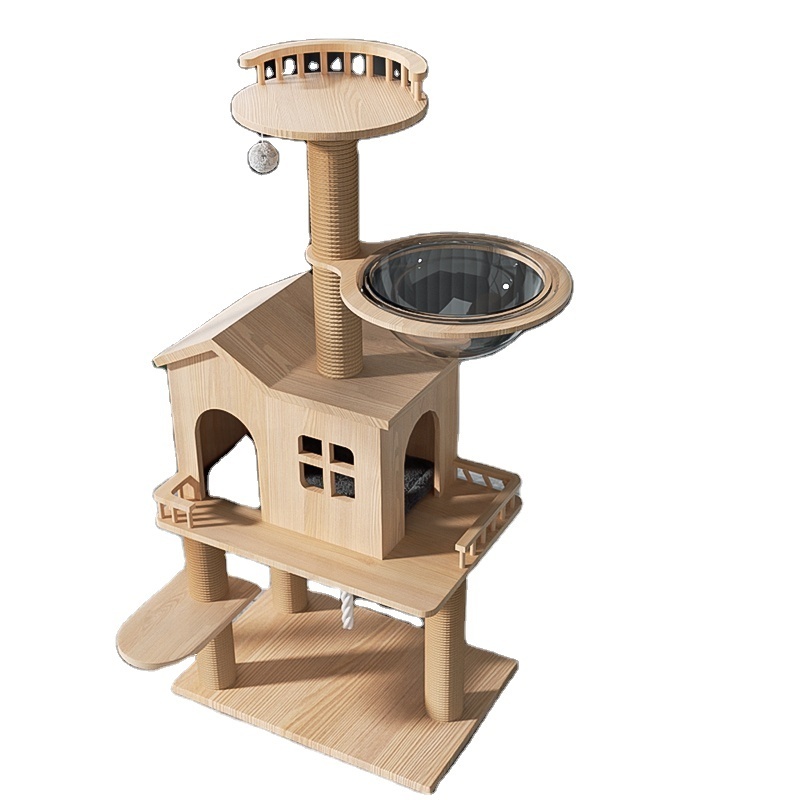 Wholesale 2022 Hot Sale Wood Large Cat Climbing Tree Kittens Activity Tower High Climbing  Cat Tree