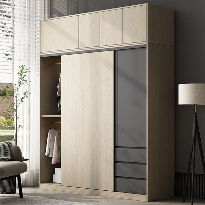 Minimalist Design Bedroom Furniture Sliding Door Storage Wardrobe Cabinet Modular Wooden Wardrobe Closet