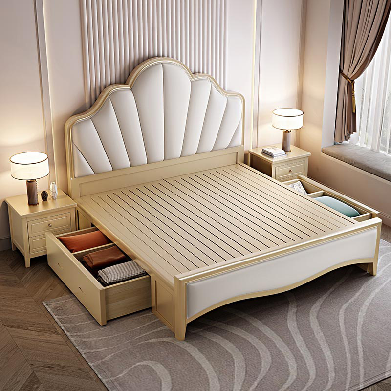 American Luxury Hotel Bedroom 1.5m/1.8m Upholstered Leather Beds Lift Storage Bed Frame Wooden Box Bed Designs