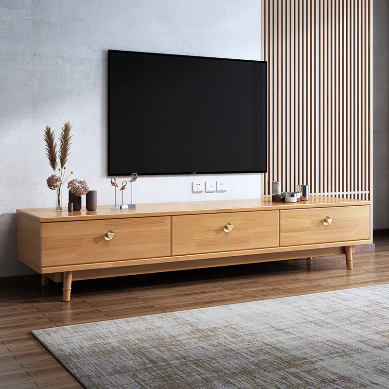 Nordic Living Room Furniture Natural Console Table Storage TV Cabinet TV Stand Wooden Modern Solid Wood TV Wall Units Designs