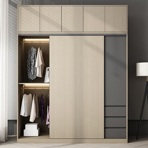 Minimalist Design Bedroom Furniture Sliding Door Storage Wardrobe Cabinet Modular Wooden Wardrobe Closet