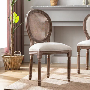 American Furniture Wood Frame Rattan Round Back Fabric Upholstered Wedding Event Rental Dining Chairs French Style Chairs