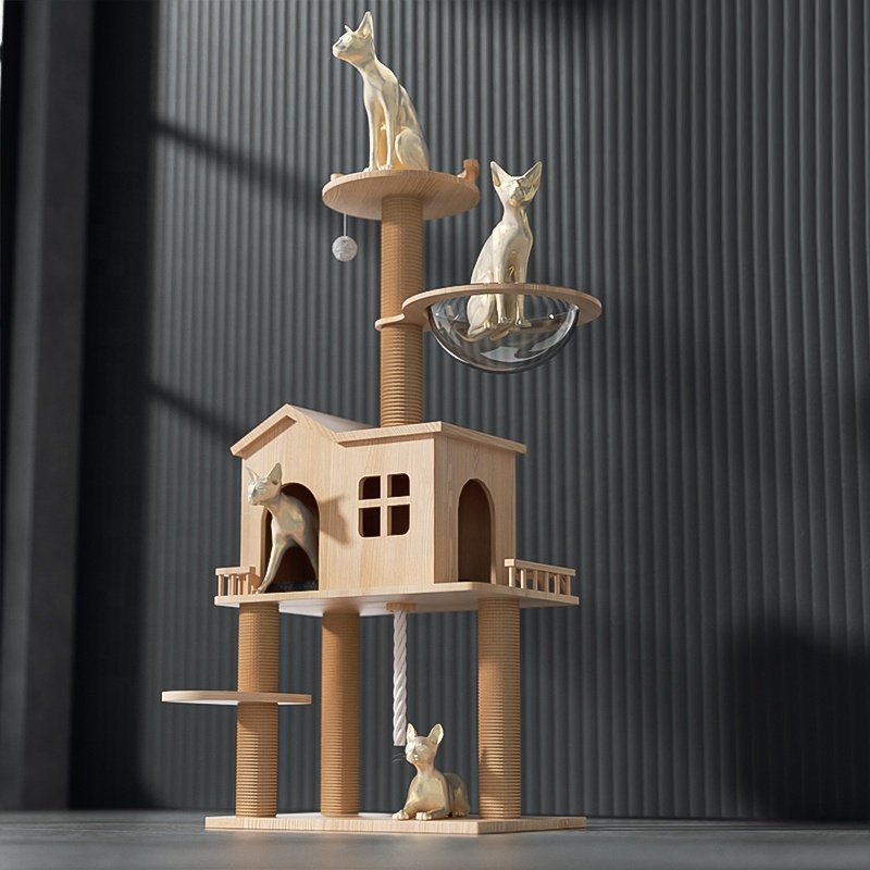 Wholesale 2022 Hot Sale Wood Large Cat Climbing Tree Kittens Activity Tower High Climbing  Cat Tree