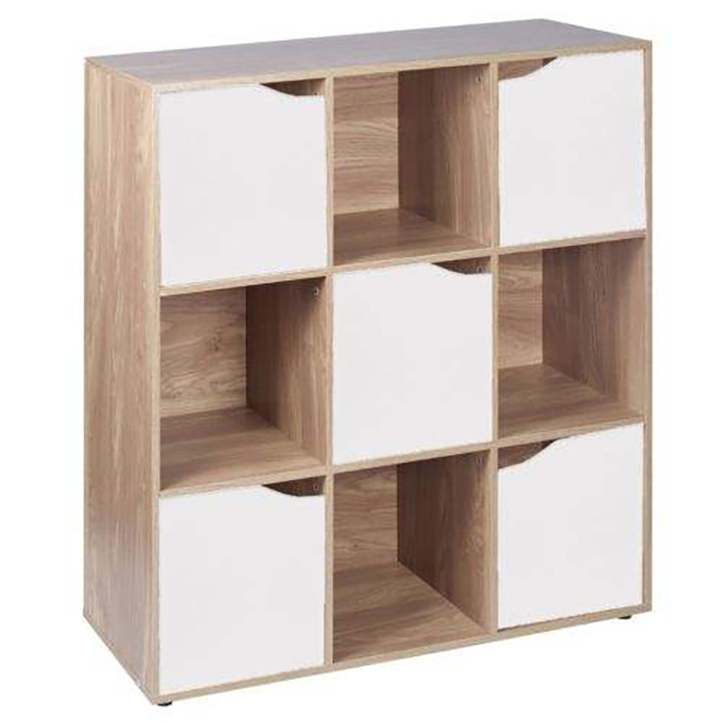 Natural Color Office Living Room Storage Use Unit Living Room Cabinet Bookshelf 9 Cube 3x3 Wooden Bookcase